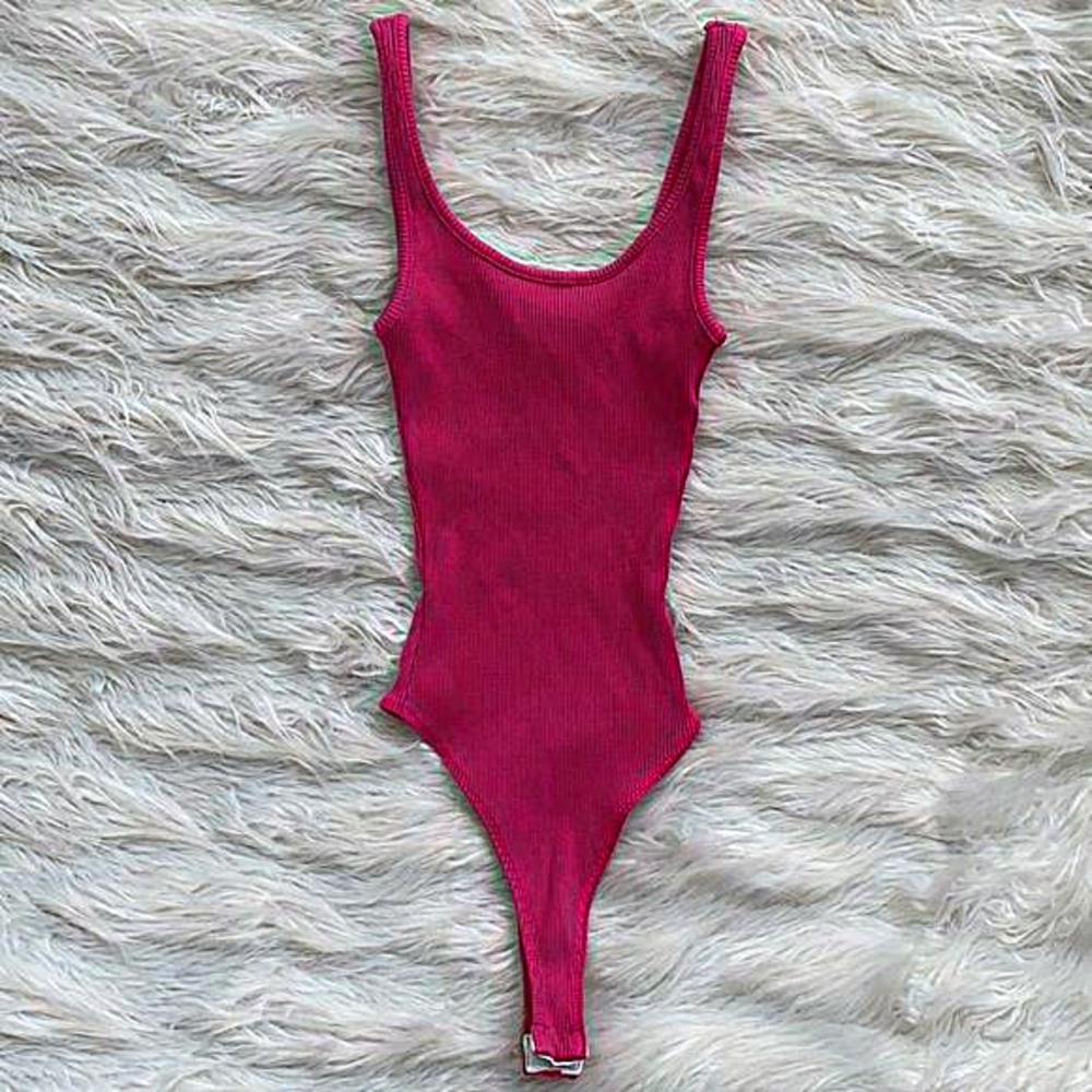 Naked Wardrobe | Hot Pink Ribbed‎ Bodysuit